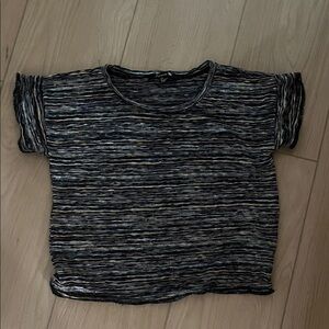 Forever 21 Black and Gray Striped Short Sleeve Top